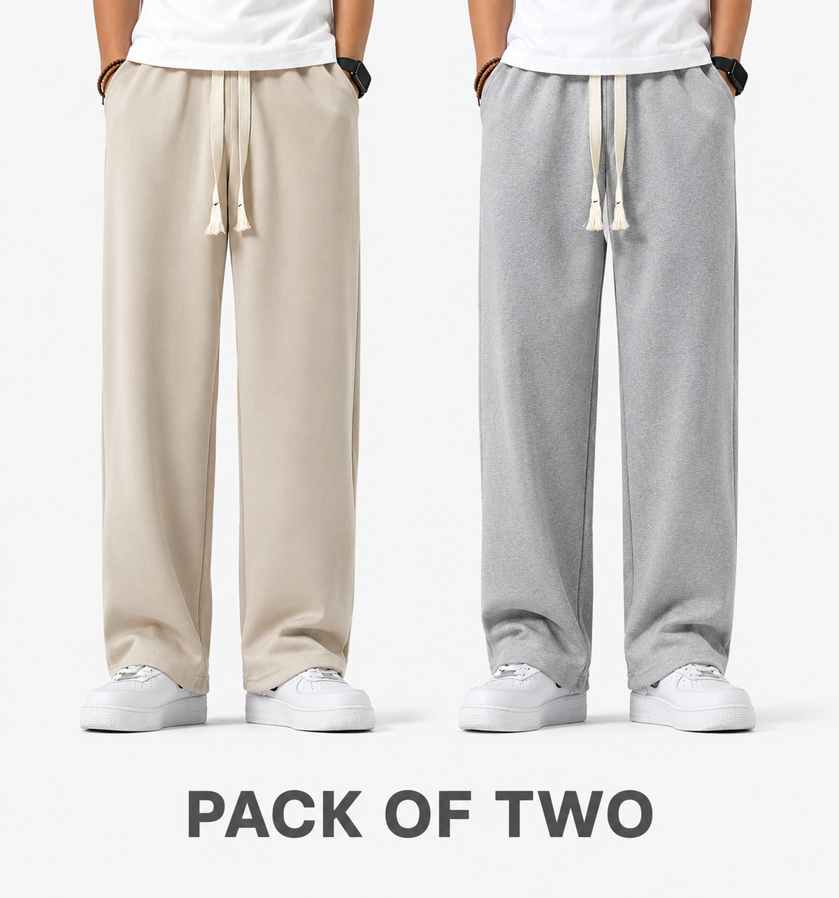 PACK OF TWO Men’s Everyday Lounge Joggers Beige & Gray