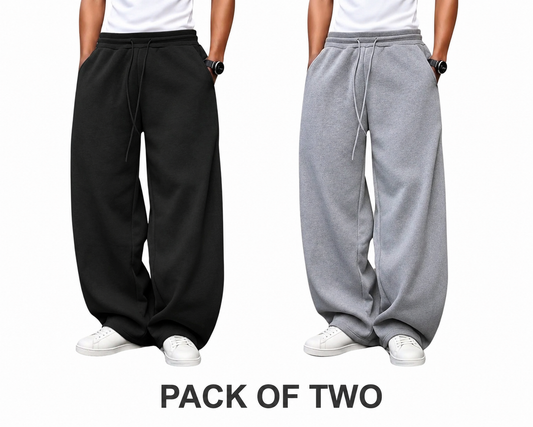PACK Of TWO Modern Baggy Trousers BLACK & GRAY
